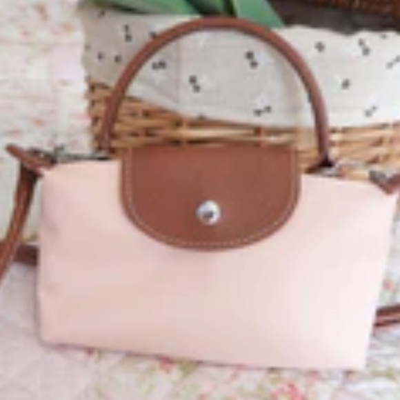 PINK CLOUDS MINI BAG W BROWN DETAIL AND CROSSBODY STRAP! NWT - Picture 1 of 6